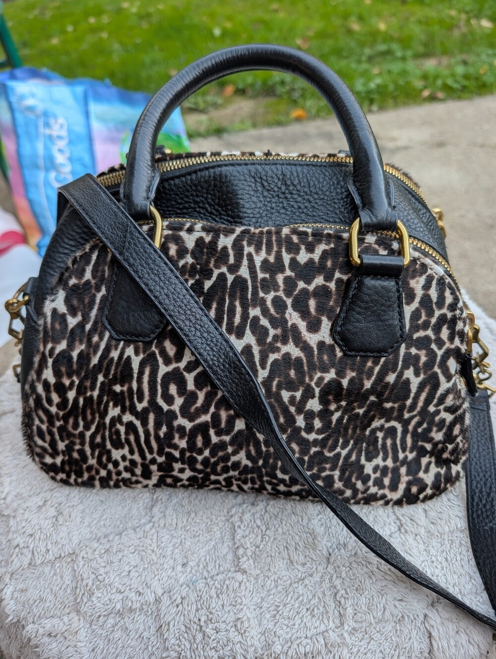 J.Crew Delphine Shoulder Bag in Calf Hair/ Leather